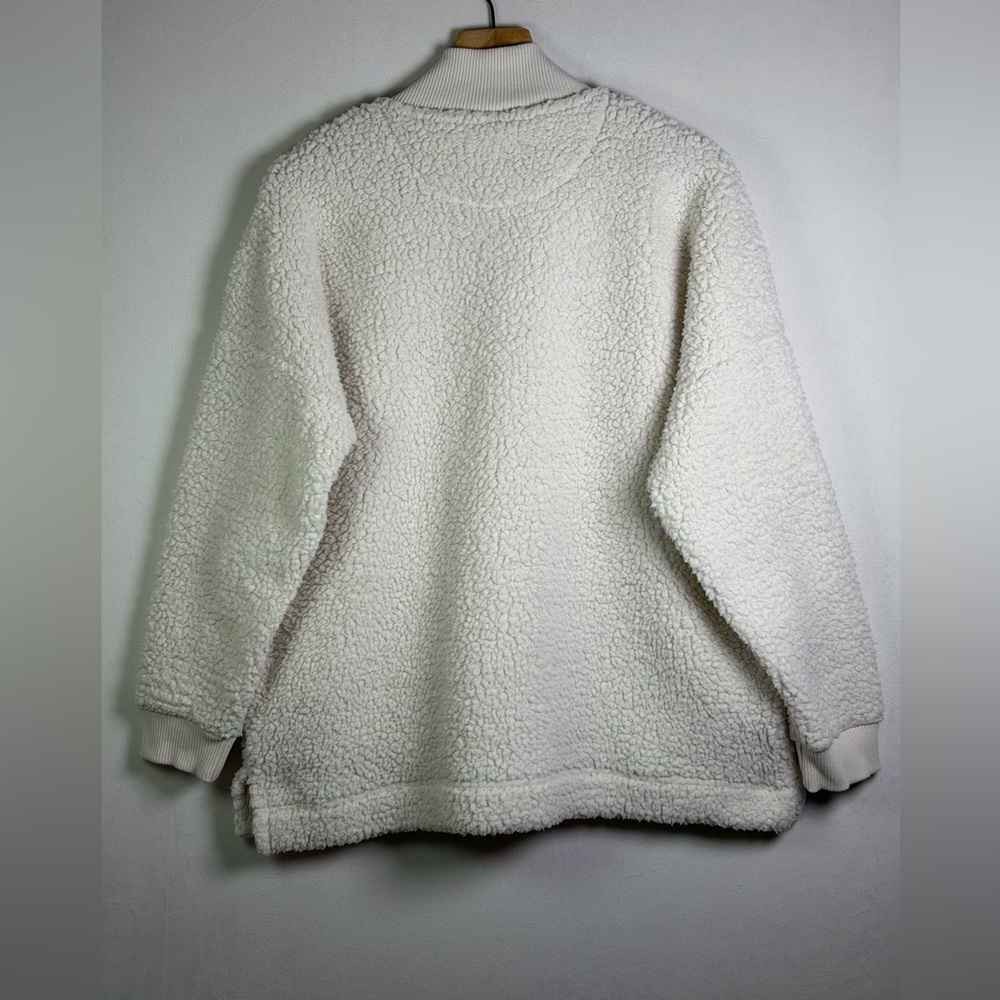 Aerie Women’s Sz M Dream Fleece Sherpa Half Zip Pullover Cream Cozy Minimalist - Picture 5 of 9
